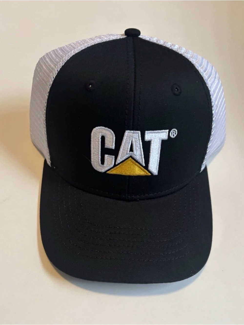 Caterpillar Cat Black White SnapBack Hat New
